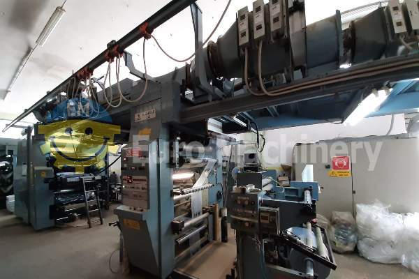 4265 CMF Prestige 6c 700mm Solvent-based (1) 6 Color Central Impression Flexographic Printer. CMF Prestige 806 MOD.70 Ci Flexo Printer. In good condition, can be seen in production.